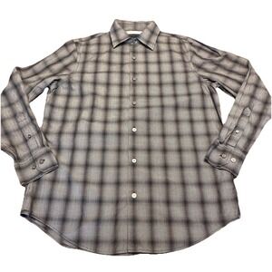 Banana Republic Men's Dress Shirt Black Grey Optical Illusion check 15-15.5